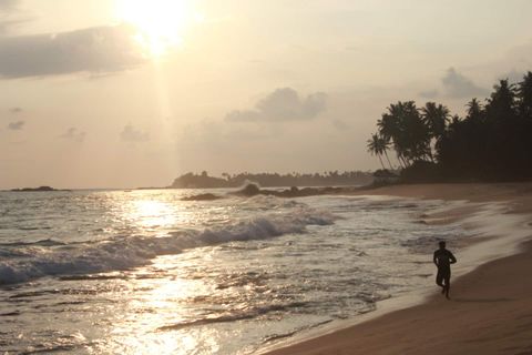 Evening light on the beach at EKA Beach, on the coast road toward Galle Fort